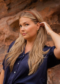 Thin Satin Headband - Brown