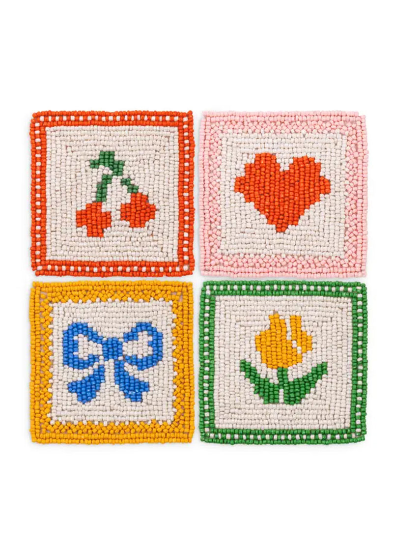 Beaded Quilt Coasters (Set of 4)