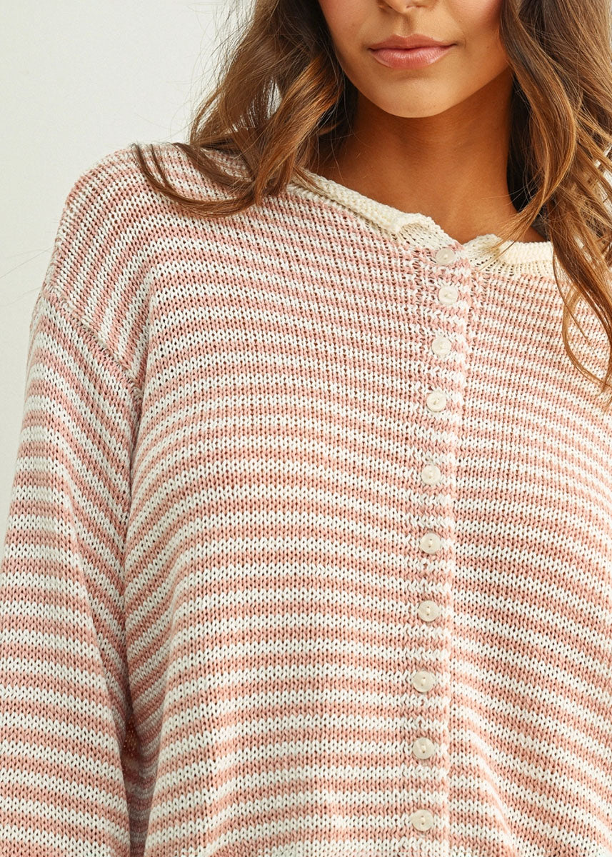 Anne Cardigan - Rose Stripe