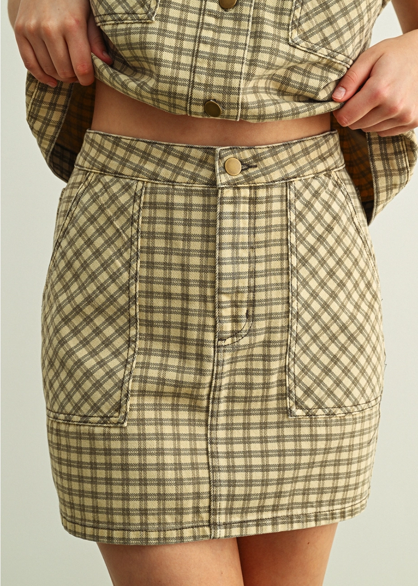 Thais Mini Skirt - Tan & Brown