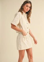 Maris Short Sleeve Striped Jacket - Toffee