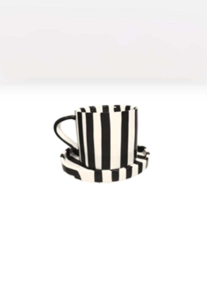 Tratto Cafe Cup & Saucer Set - Licorice Stripe