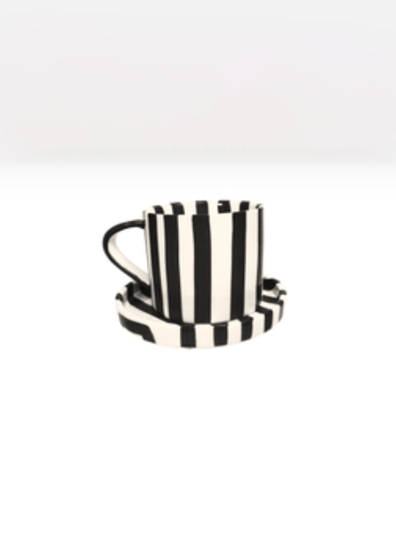 Tratto Cafe Cup & Saucer Set - Licorice Stripe