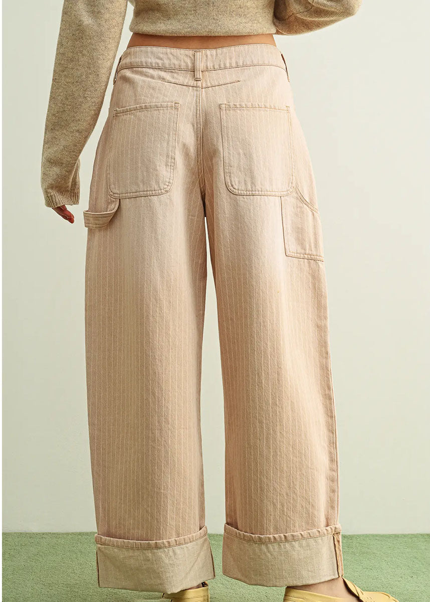 Rosie Striped Cuff Pant - Mauve