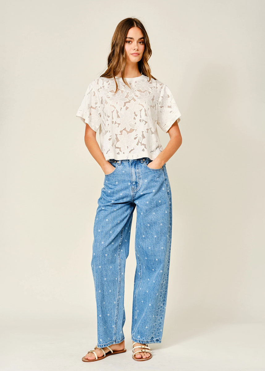 Miller Polka Dot Straight Pants - Denim