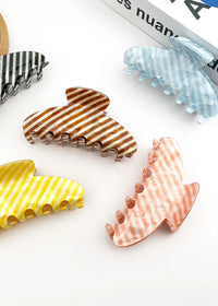 Classic Striped Hair Claw Clip - Blue