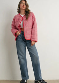 Astrid Quilted Puff Jacket - Red Multi