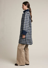 Waldorf Reversible Plaid Trench Jacket - Navy