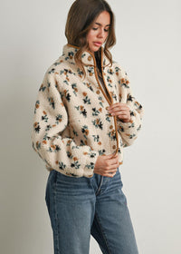 Willow Floral Fleece Jacket - Cream & Khaki