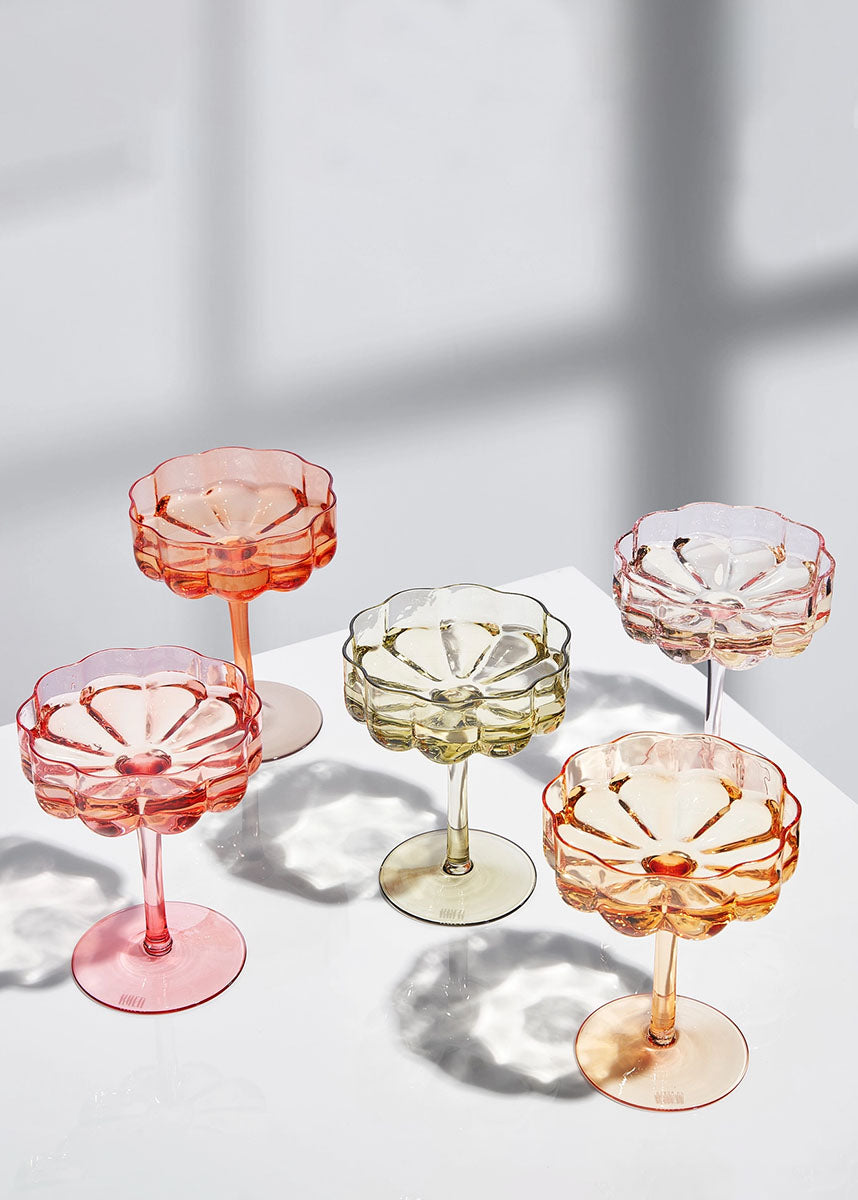 Vintage Flower Champagne & Cocktail Coupe - 7oz