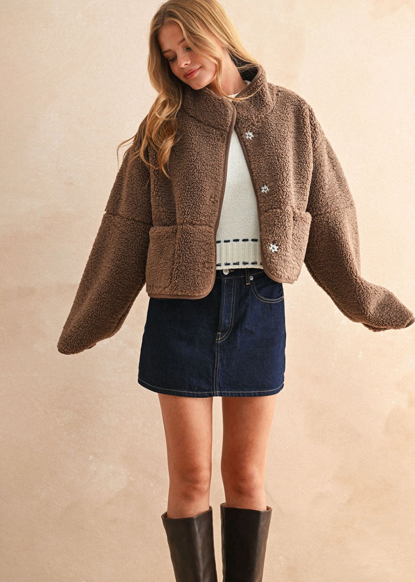 Cedar Reversible Suede & Sherpa Jacket - Espresso