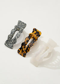 Jane Core Scalloped Flat Claw Clip - Speckled