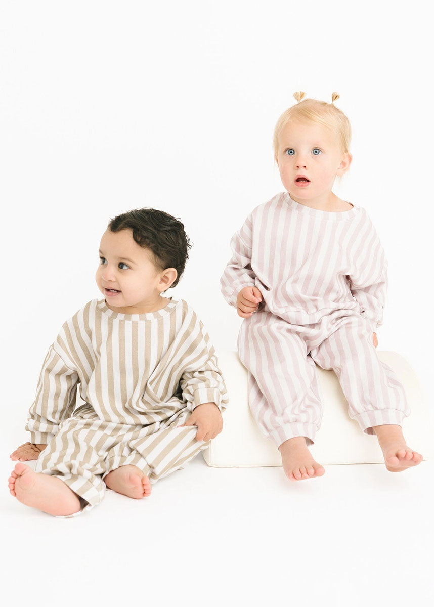 Stripe Sweatsuit Set - Olive