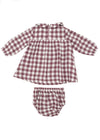 Peter Pan Collar Dress & Bloomer - Gingham Plum