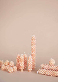 Pinecone Shaped Taper Candles - Blush