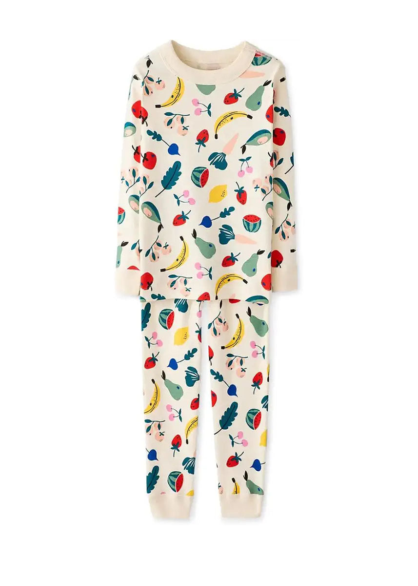 Kids Long John Pajama Set - Veggies
