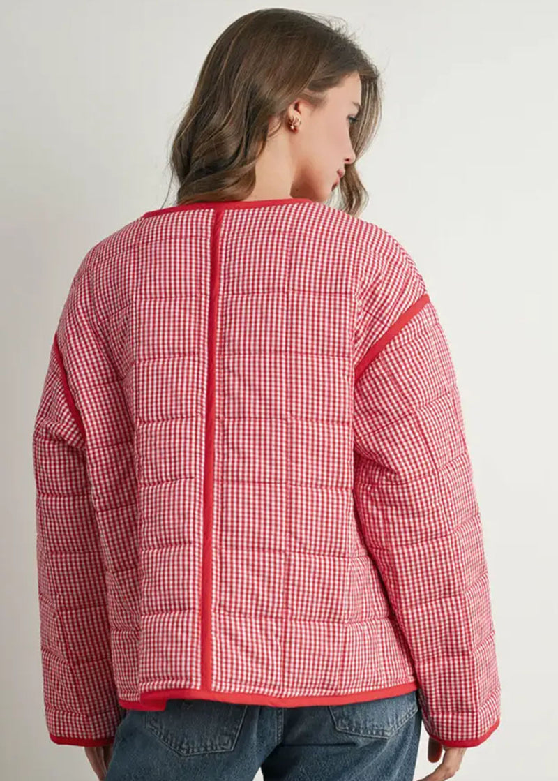 Astrid Quilted Puff Jacket - Red Multi