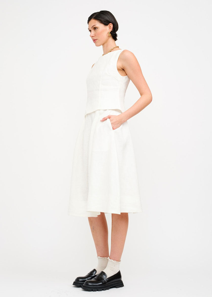 Josefina Linen Sleeveless Top - Off White