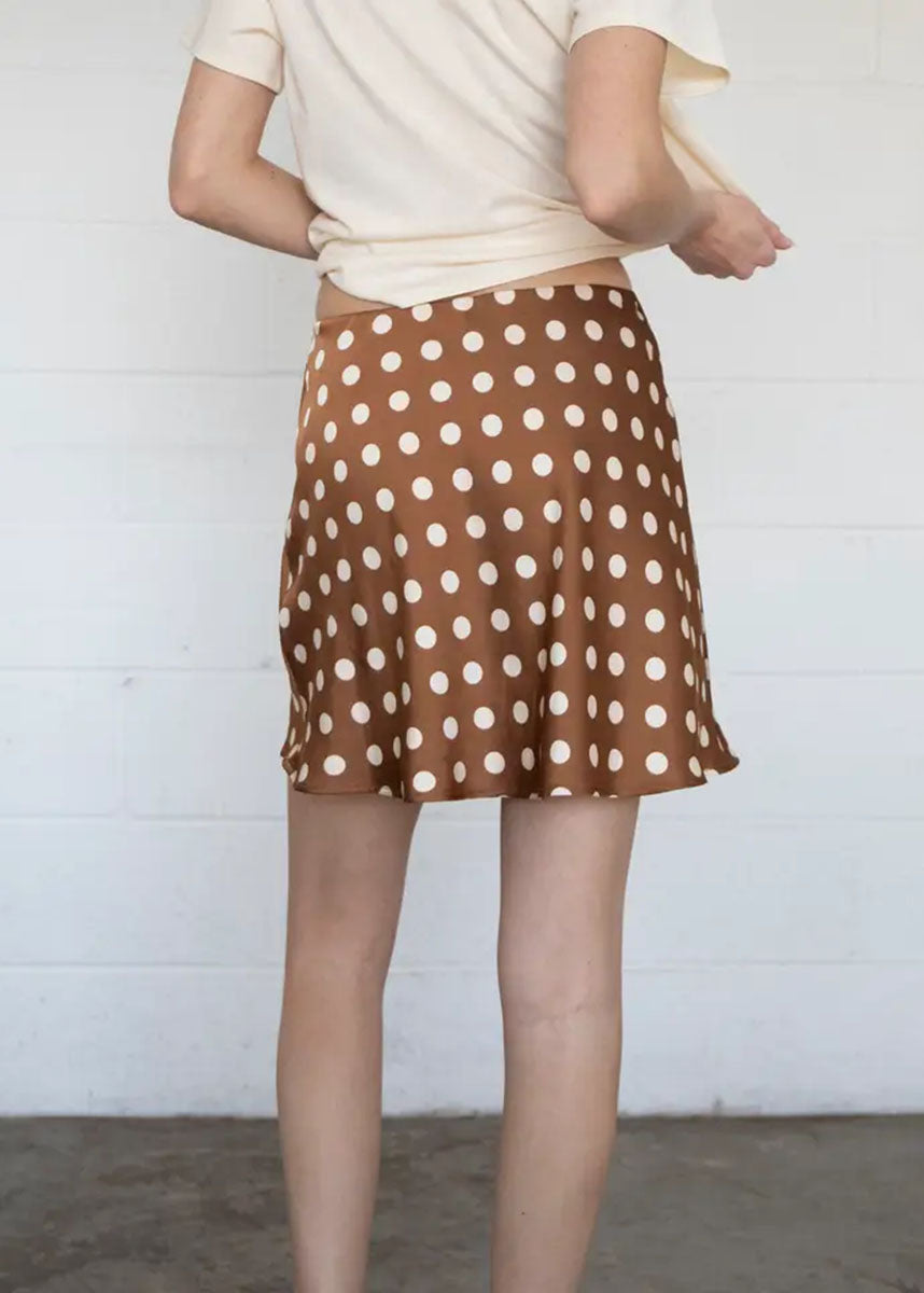 Lina Polka Dot Mini Skirt - Brown
