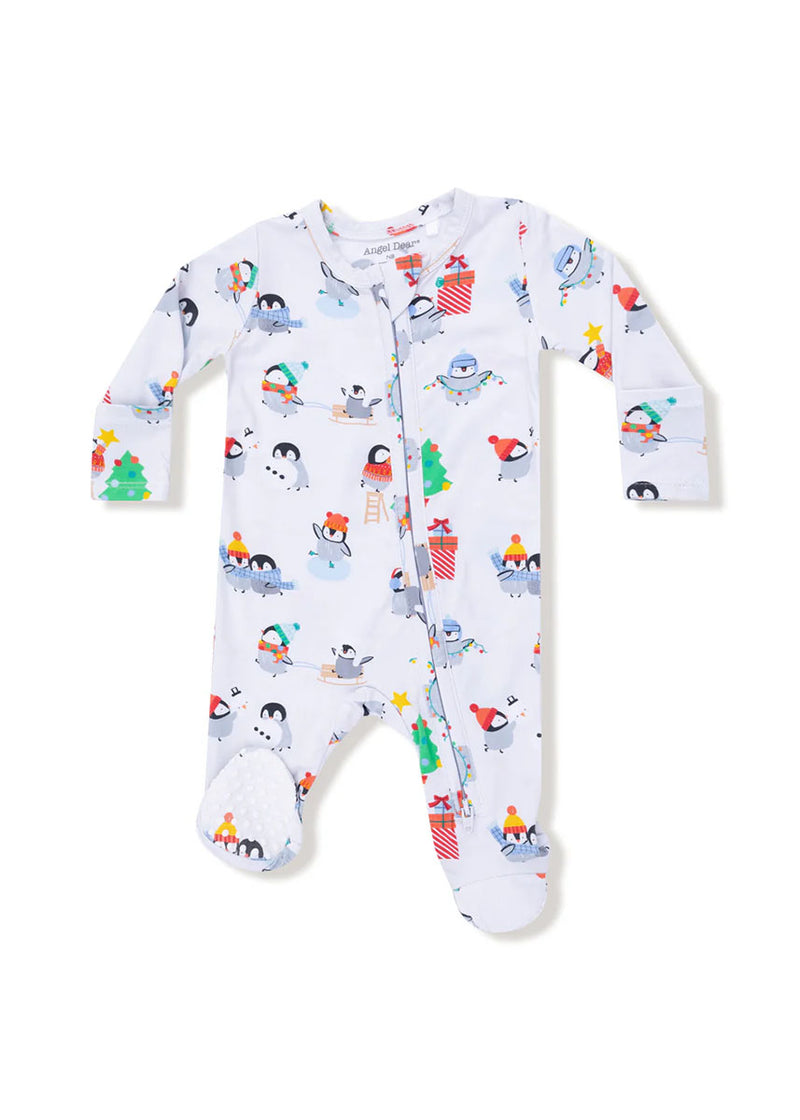 2-Way Zipper Footie - Holiday Penguins