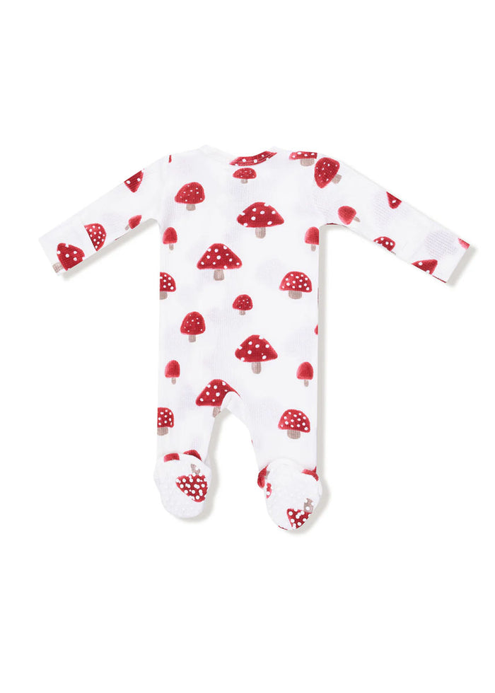 2-Way Zipper Footie - Painterly Mushrooms