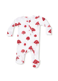 2-Way Zipper Footie - Painterly Mushrooms