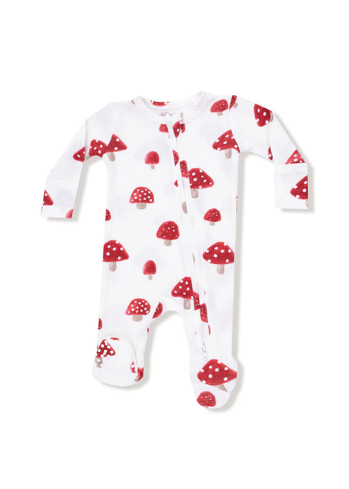 2-Way Zipper Footie - Painterly Mushrooms