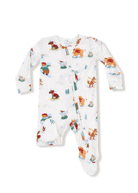2-Way Zipper Footie - Winter Animal Sports