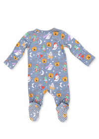 2-Way Zipper Footie - Halloween Monster Dress Up Blue