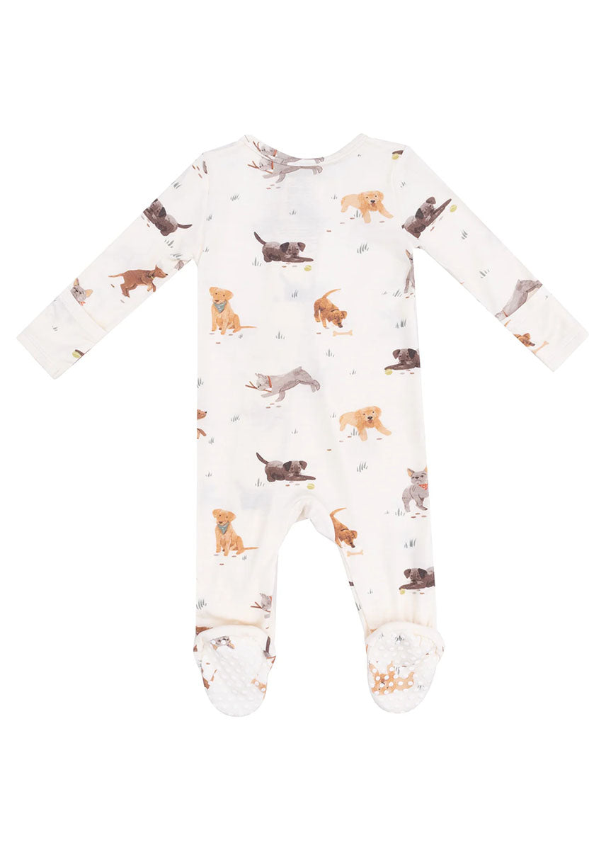 2-Way Zipper Footie - Watercolor Puppies