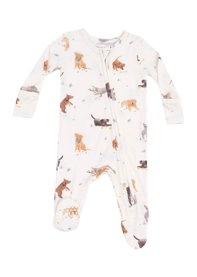2-Way Zipper Footie - Watercolor Puppies