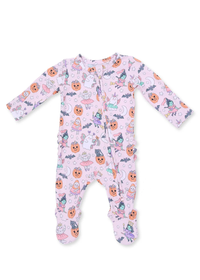 2-Way Zipper Ruffle Footie - Halloween Monster Dress Up Pink