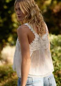 Stevie Lace Tank - Clean Ivory