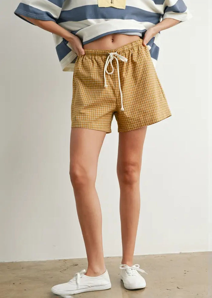 Averie Check Boxer Shorts - Khaki Multi