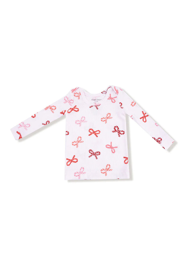 2-Piece L/S Pajama Set - Candy Cane Bows