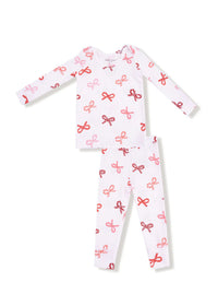 2-Piece L/S Pajama Set - Candy Cane Bows