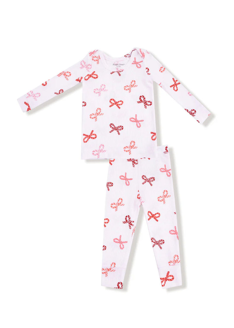 2-Piece L/S Pajama Set - Candy Cane Bows