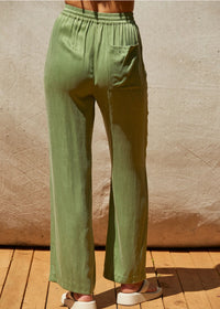 Amelia Pull On Cupro Pants - Matcha