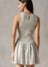 Lady Floral Bubble Mini Dress - Ivory & Black