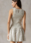 Lady Floral Bubble Mini Dress - Ivory & Black
