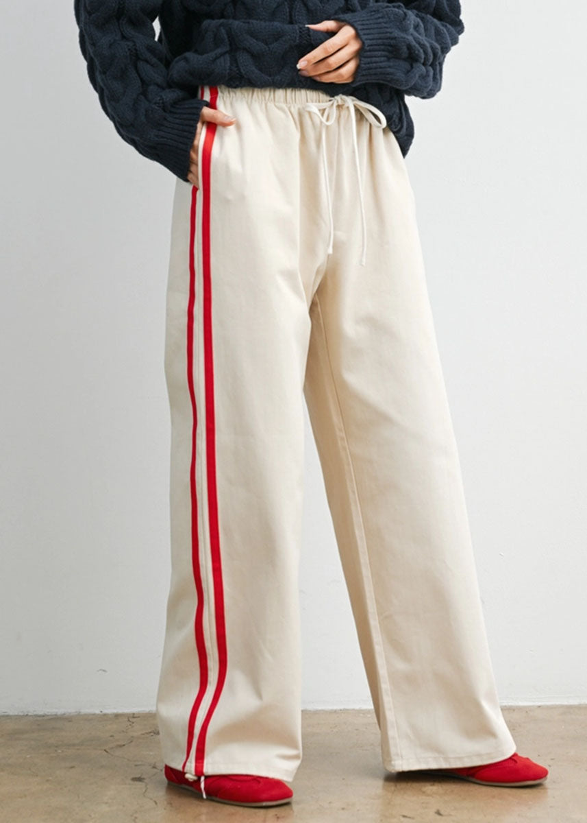 Eagan Striped Drawstring Track Pants - Ivory & Red