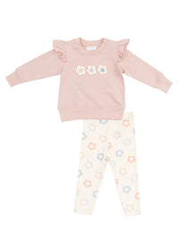 Ruffle Sweatshirt & Legging Set - Daisy Pop