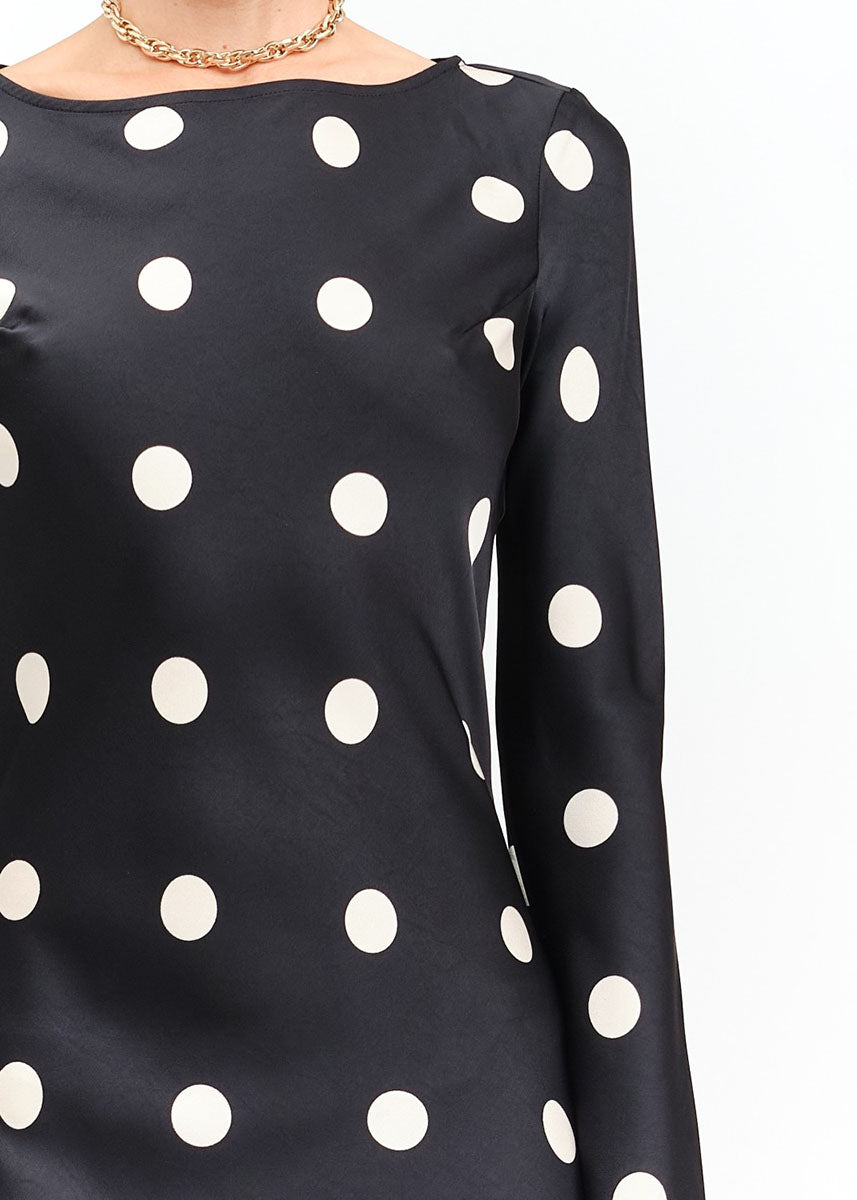 Georgie Polka Dot Dress - Black