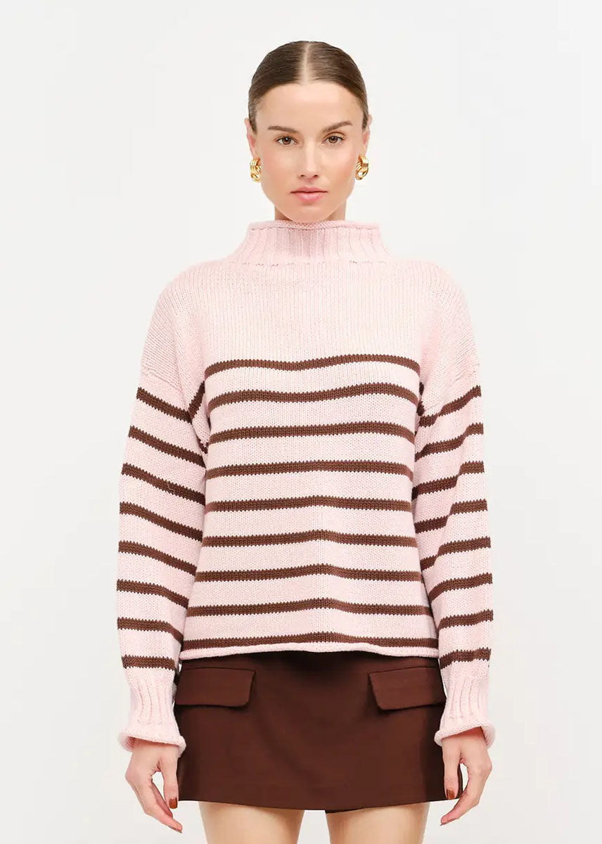 Skylar Striped Sweater - Dusty Rose