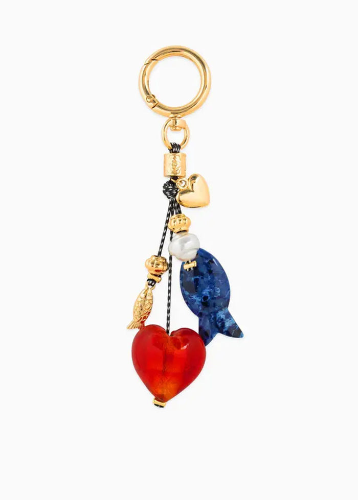 Love Heart Marbled Fish Dangle Bag Charm