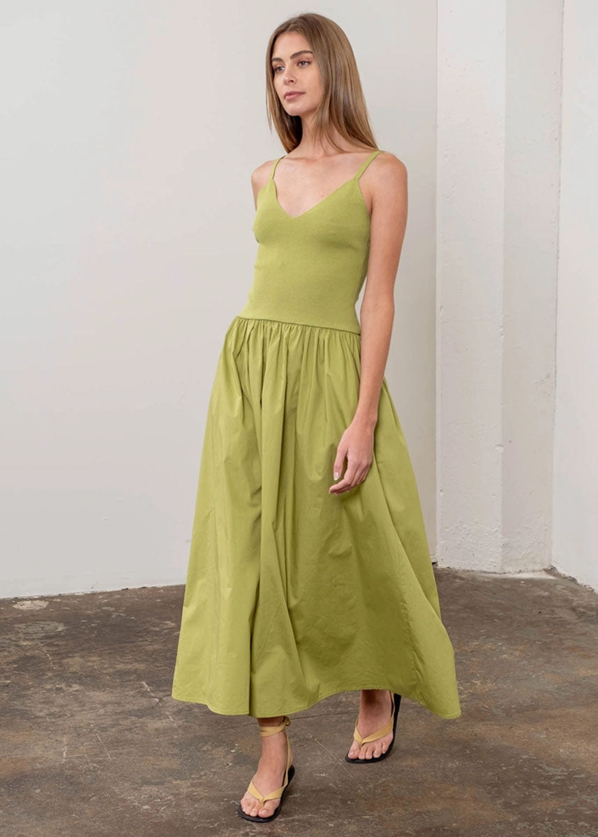 Eloise Woven Midi Dress - Green