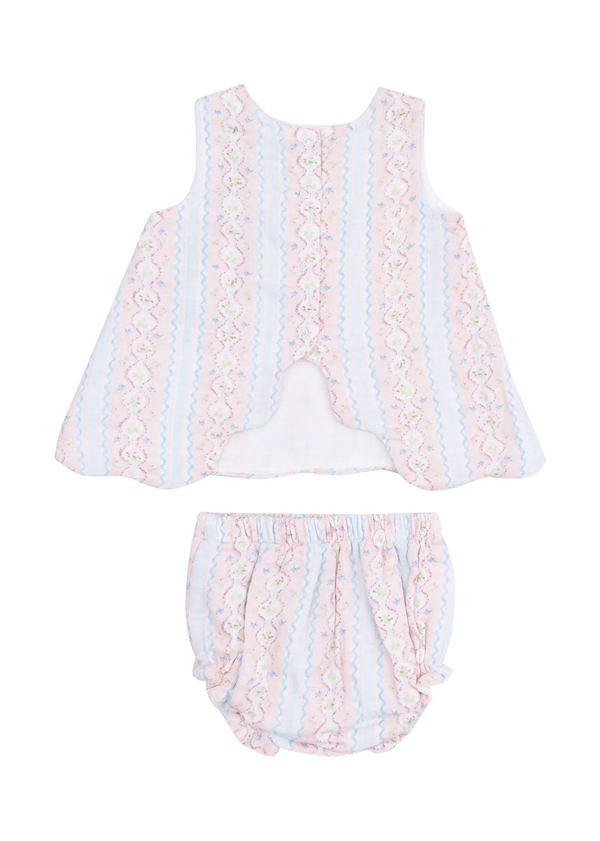 Scallop Open-Back Top & Bloomer Set - Ogee Floral