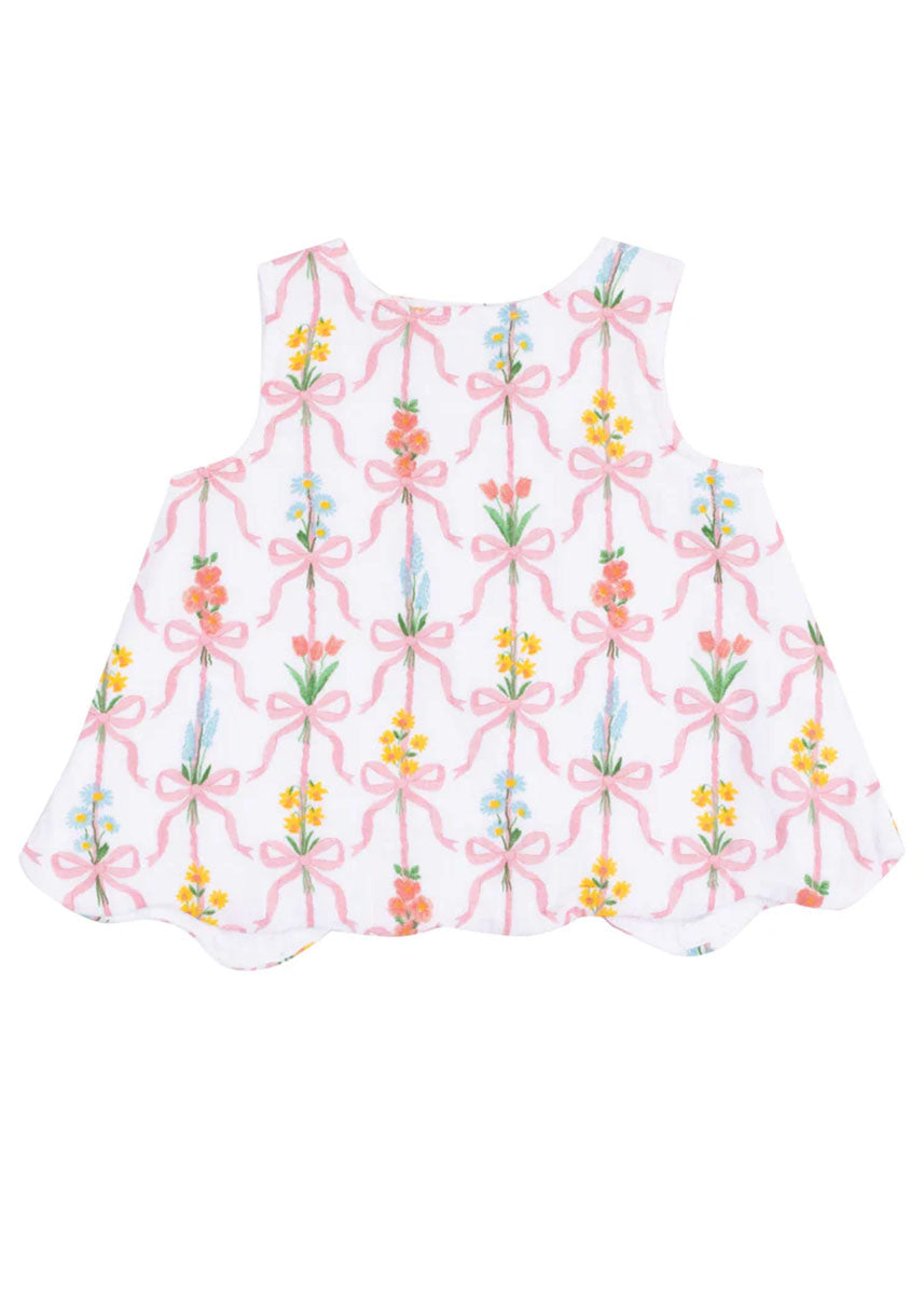 Scallop Open-Back Top & Bloomer Set - Ribbon Bouquets