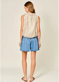 Evangeline Checkered Bubble Top - Brown