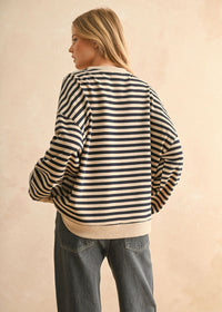 Freya Striped Knit Pullover - Brown & Navy